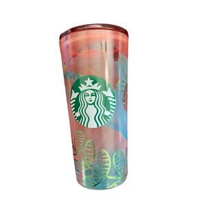 Starbucks rare 2019 18 oz glass floral Easter leaves Tumblr no straw